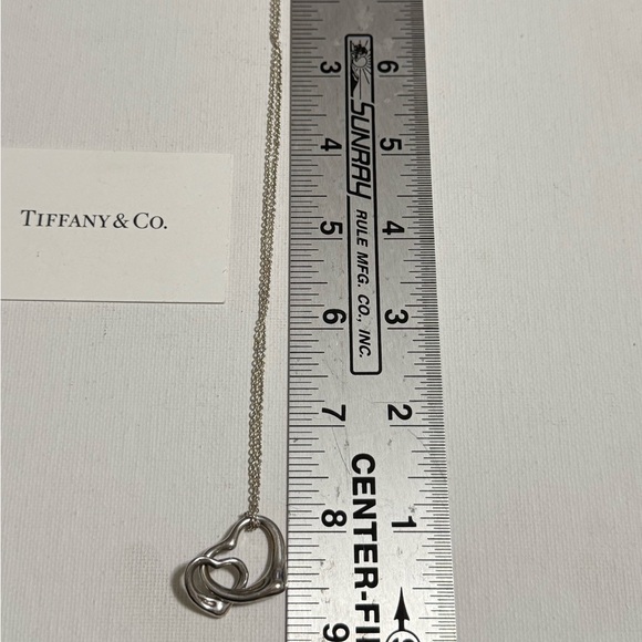 Tiffany & Co.Sterling Silver 925 Double Heart Necklace 16’ Elsa Peretti w/box - Picture 12 of 17